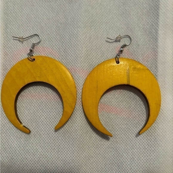 Crescent Moon Yellow Earrings - Picture 1 of 2